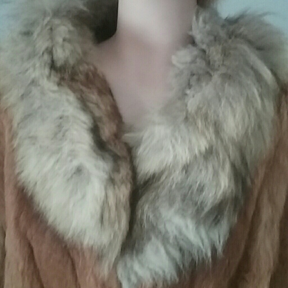 Genuine Rabbit fur fox collar coat - Picture 6 of 8